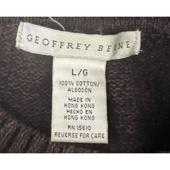 Geoffrey Beene Men's Chocolate Brown Cotton Sweater L/G Grandpacore - Picture 4 of 6